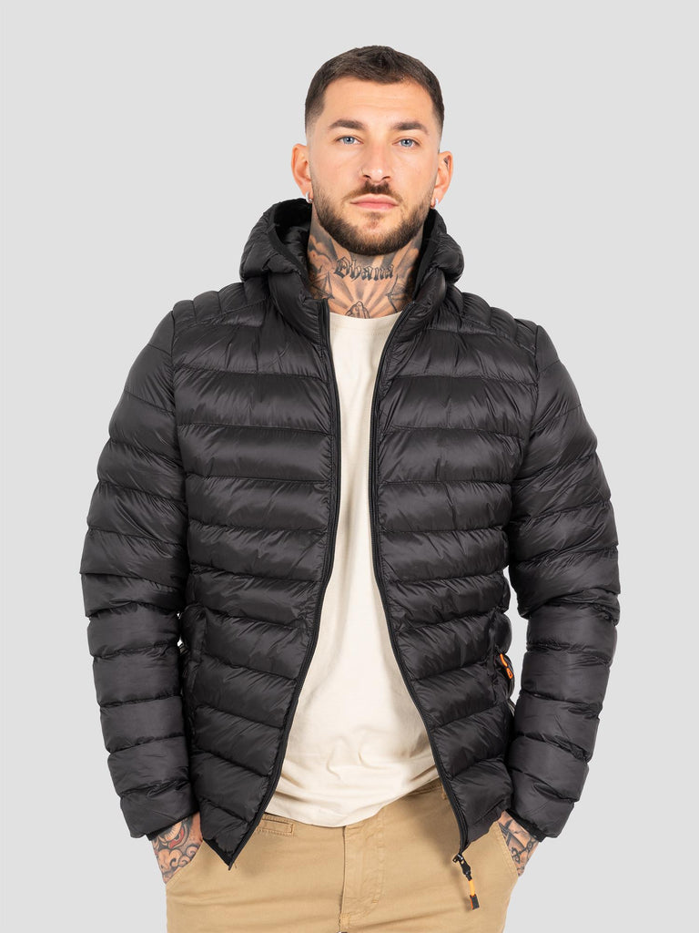 DOWNJACKET IF HOODIE FLUO ZIP DOWN1 BLACK GROOVE 