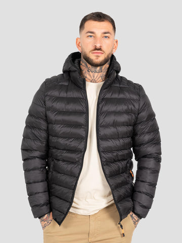 DOWNJACKET IF HOODIE FLUO ZIP DOWN1 BLACK GROOVE 