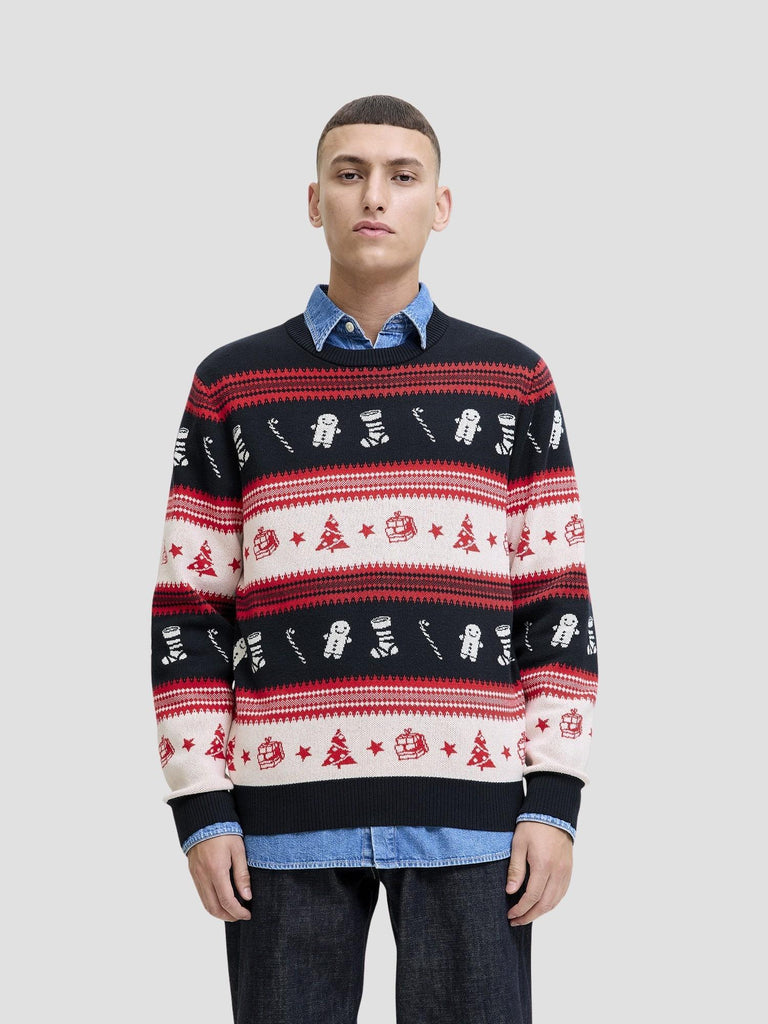 JJXMAS NOEL KNIT CREW NECK 12279840 TRUE RED JACK&JONES 