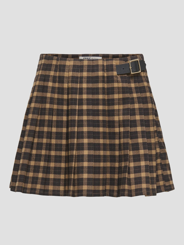 ONLCAT LIFE HW PLISSE CHECK SKIRT PNT 15357804 CHIPMUNK ONLY 