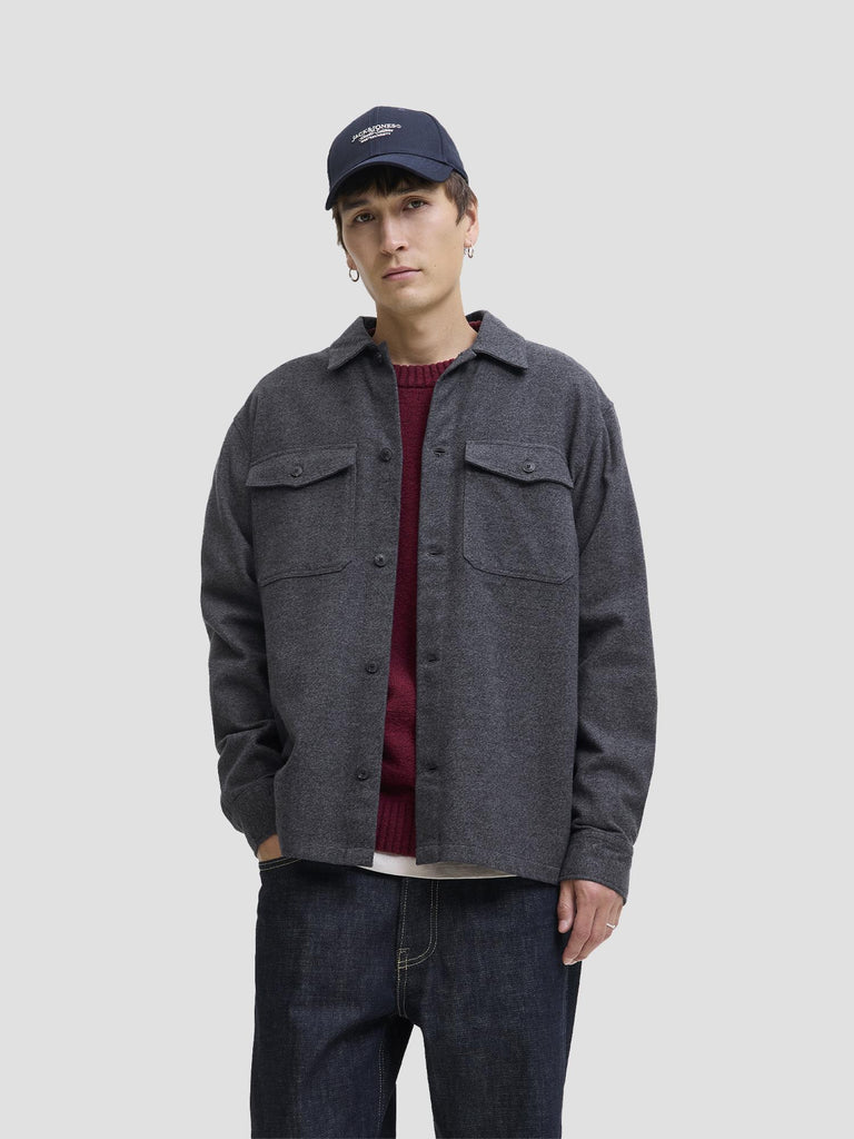 JJEPERFECT MELANGE OVERSHIRT LS SN 12278822 DARK GREY MELANGE JACK&JONES 