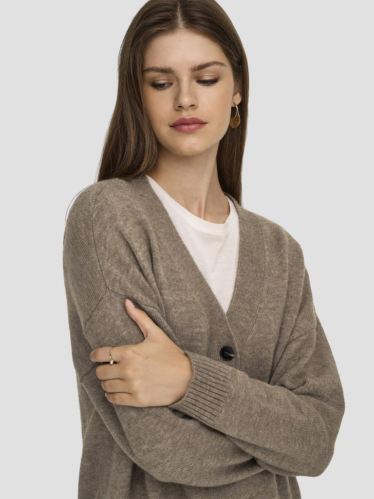 ONLHOUSTON LS CARDIGAN V-NECK KNT 15353192 WALNUT ONLY 