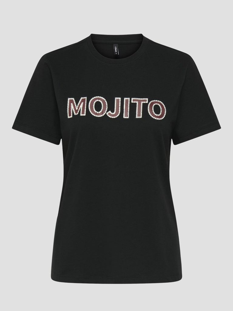 ONLMOJITAS S/S DRINKS PRINT TOP CS JRS 15357863 BLACK ONLY 