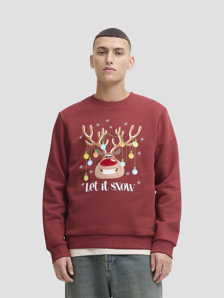 JJCHRISTMAS SWEAT CREW NECK XMAS 12279225 BRICK RED JACK&JONES 