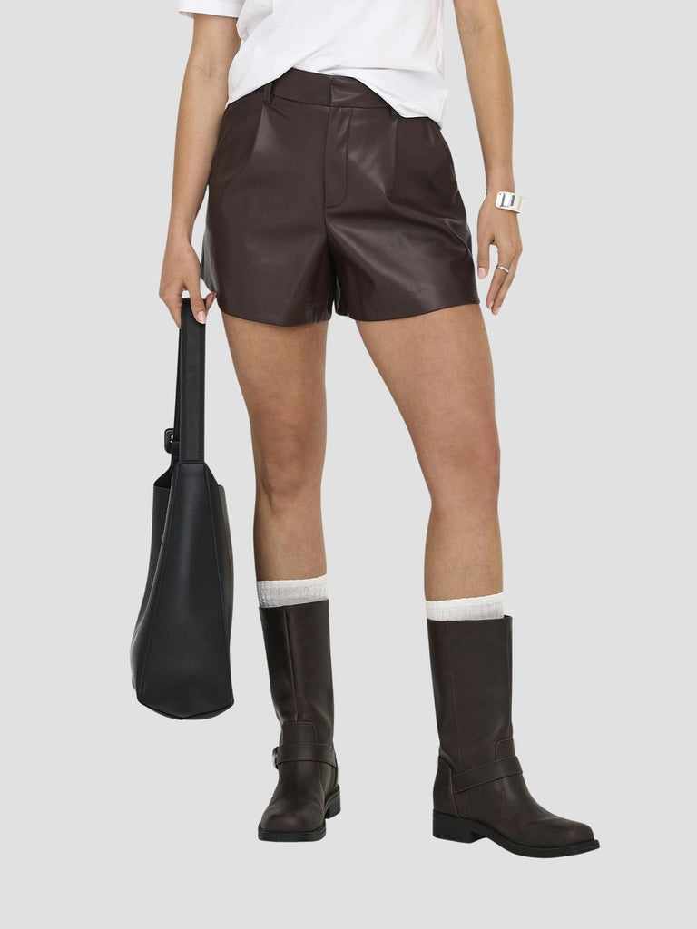 ONLSMOOTH HW FAUX LEA SHORTS CC PNT 15351265 SEAL BROWN ONLY 