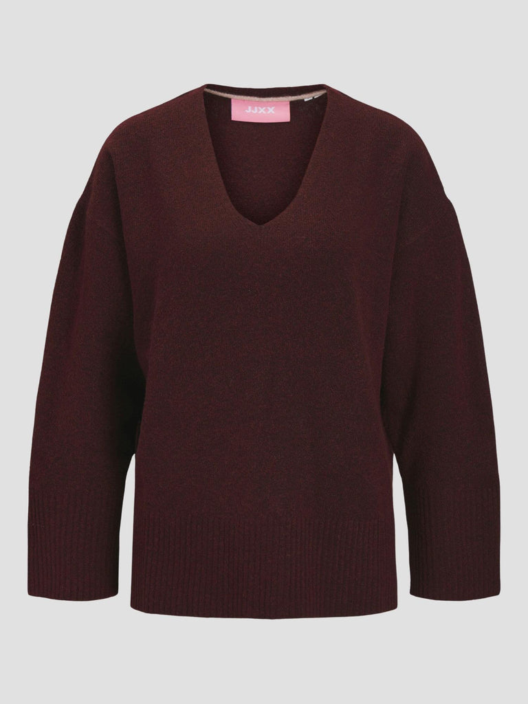 JXLUCCA DIVERSE V-NECK KNIT SN 12259235 CABERNET JJXX 