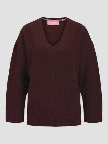 JXLUCCA DIVERSE V-NECK KNIT SN 12259235 CABERNET JJXX 