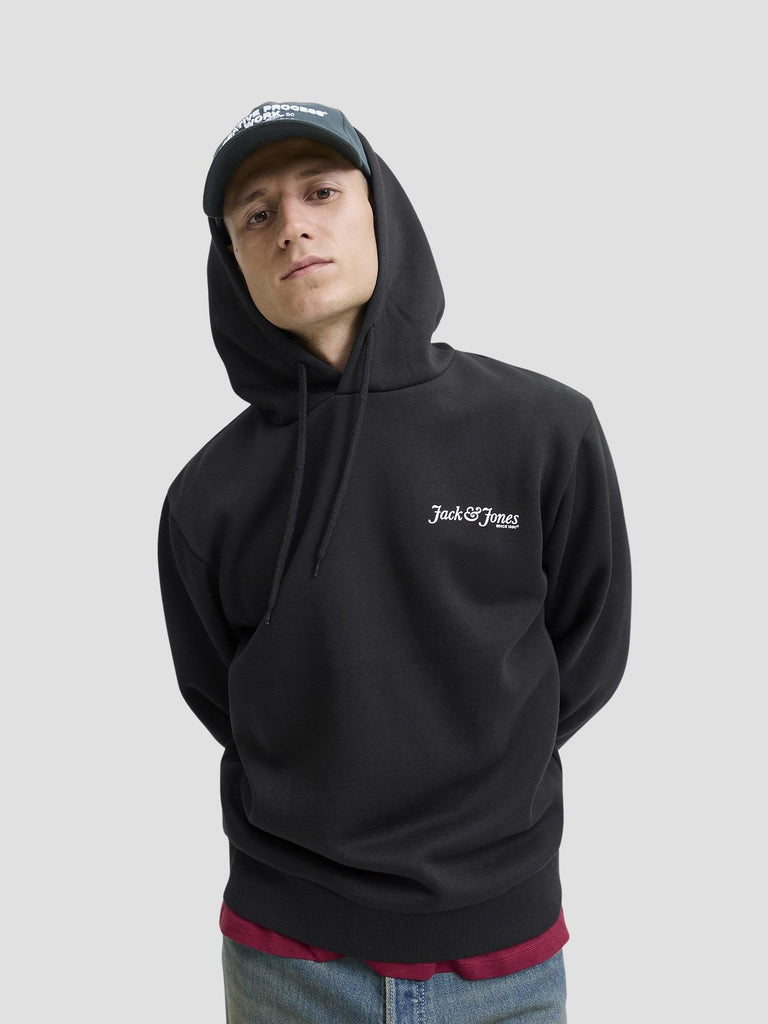 JJYUKI FRONT SWEAT HOOD 12287229 BLACK JACK&JONES 