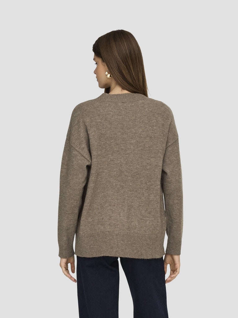 ONLHOUSTON LS CARDIGAN V-NECK KNT 15353192 WALNUT ONLY 