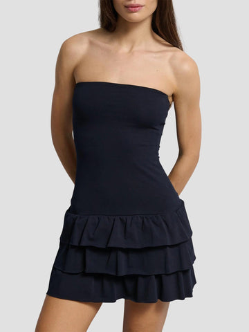 ABITO A FASCIA CON GONNA A BALZE VURBY BLU NAVY SUITE BENEDICT 