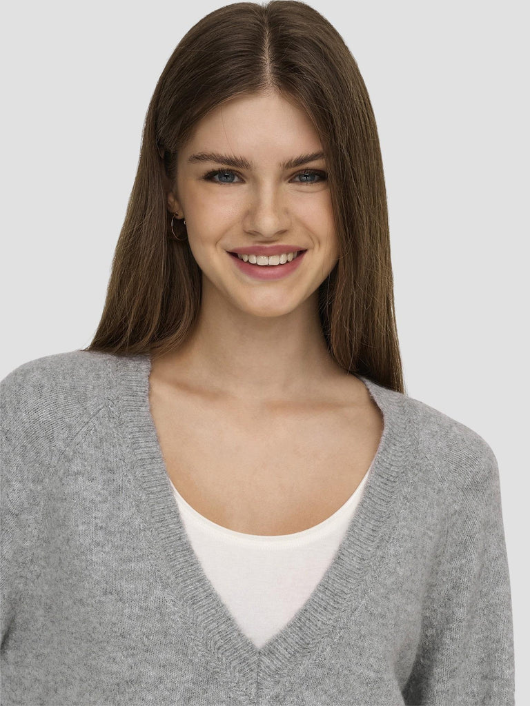 ONLRENE LIFE LS V-NECK REVERSIBEL CC KNT 15350613 MEDIUM GREY MELANGE ONLY 