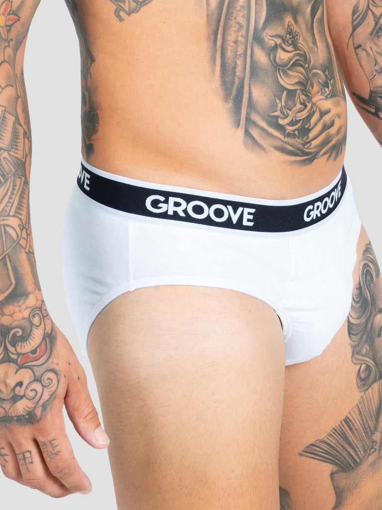 BRIEF SINGLE PACK UND001 WHITE GROOVE 