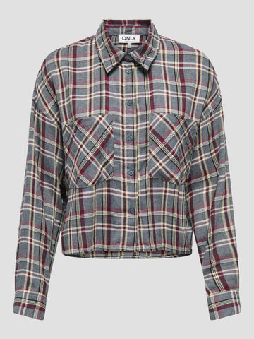 ONLRILEY LIFE LS SHORT CHECK SHIRT WVN 15351443 GARGOYLE ONLY 