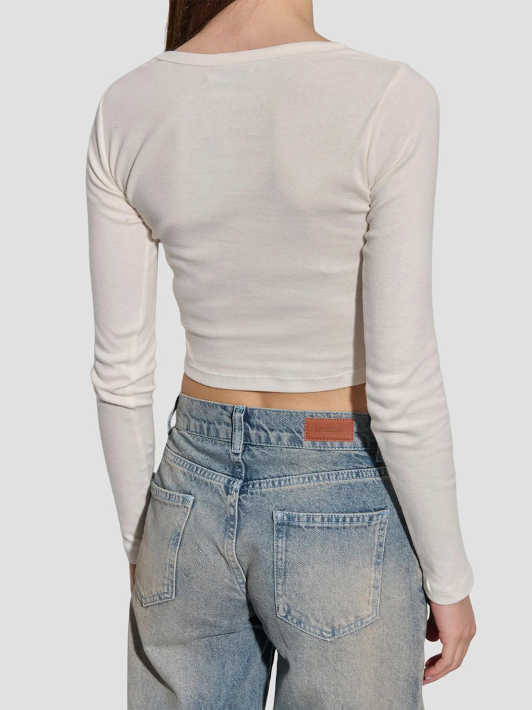 T-SHIRT MANICA LUNGA CANE RICAMATO GRISSINO-BISOU OFFWHITE SUITE BENEDICT 