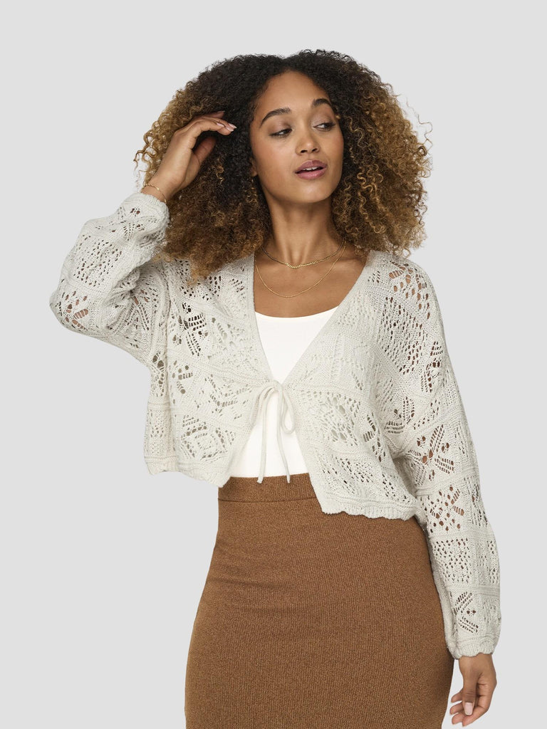 ONLBEACH LIFE 7/8 TIE CARDIGAN KNIT 15257604 CLOUD DANCER ONLY 