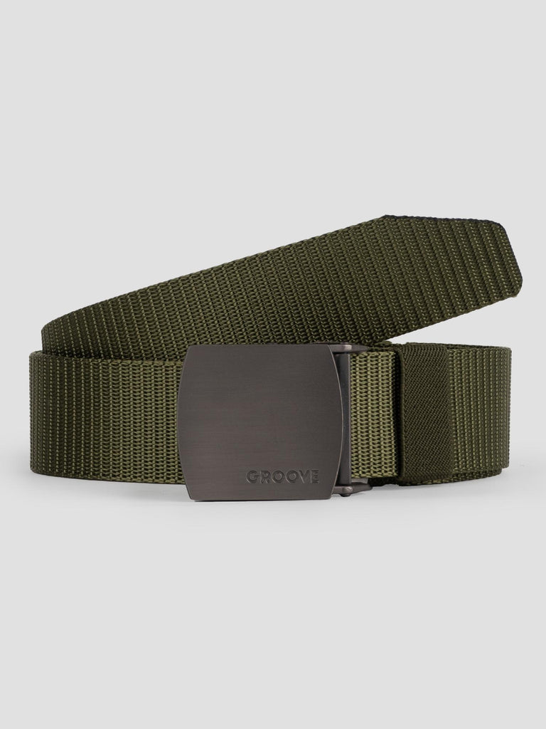 NYLON CANVAS BELT GRO4005 MILITARY GREEN GROOVE 