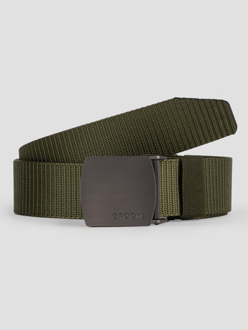 NYLON CANVAS BELT GRO4005 MILITARY GREEN GROOVE 