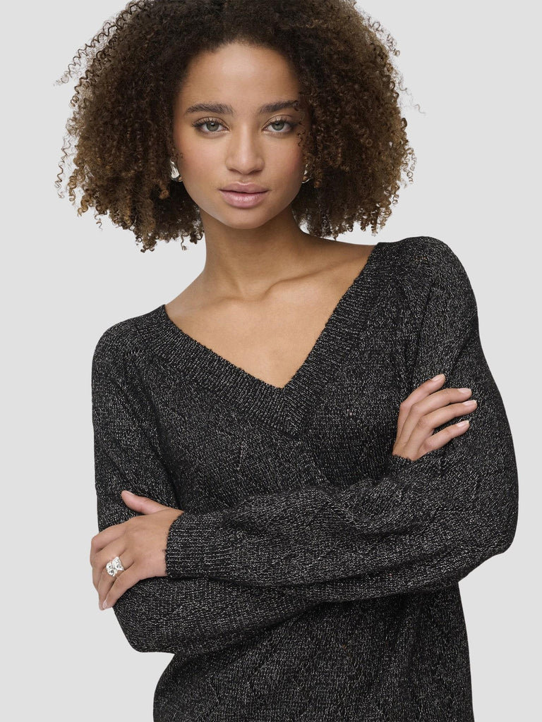 JDYASPEN LIFE L/S V-NECK PULLOVER KNT 15359750 BLACK JACQUELINE DE YONG 