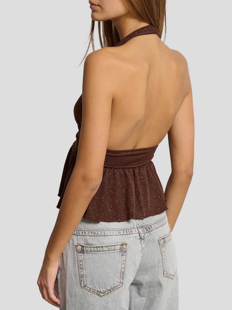 TOP GLITTERATO CON BALZA ASTRA-LX FANGO SUITE BENEDICT 