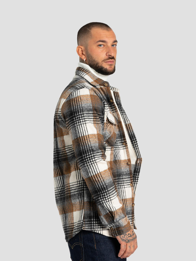 CHECK PADDED SHIRT019 PANNA MARRONE GROOVE 