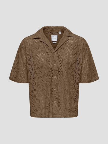 ONSNOVAK RLX RESORT SS LACE SHIRT 22032731 SEPIA ONLY&SONS 