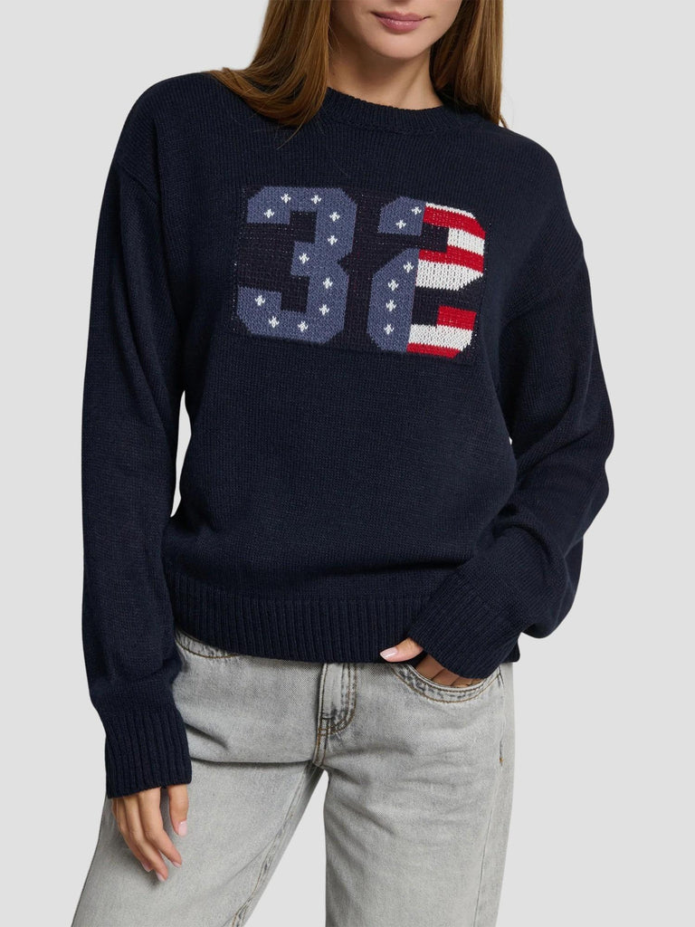 MAGLIONE INTARSIO NUMERO BANDIERA PARGY BLU NAVY SUITE BENEDICT 