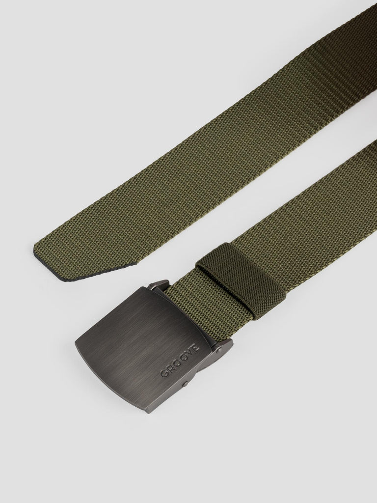 NYLON CANVAS BELT GRO4005 MILITARY GREEN GROOVE 