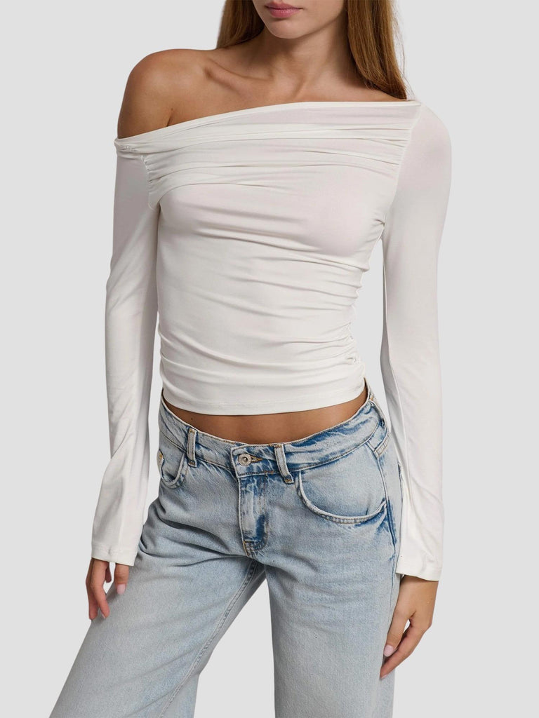 TOP SCOLLO ASIMMETRICO GRAVINA OFFWHITE SUITE BENEDICT 