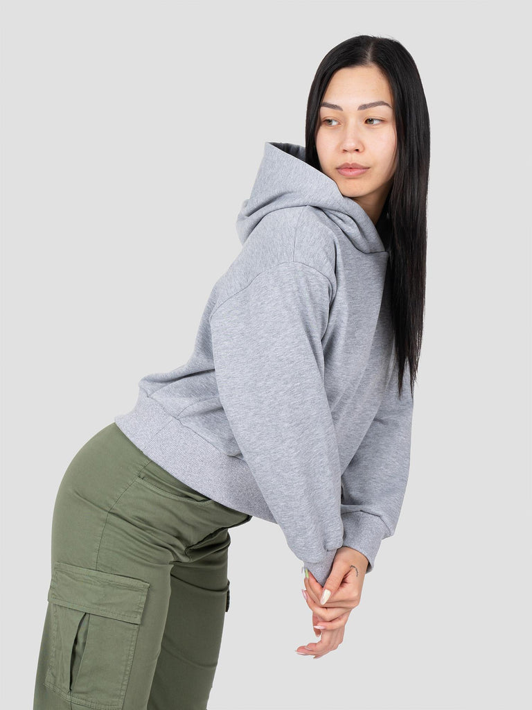 GROOVE FELPA CAPPUCCIO CHIUSO COSTA ALTA CROP BARL338W GRIGIO MELANGE GROOVE 