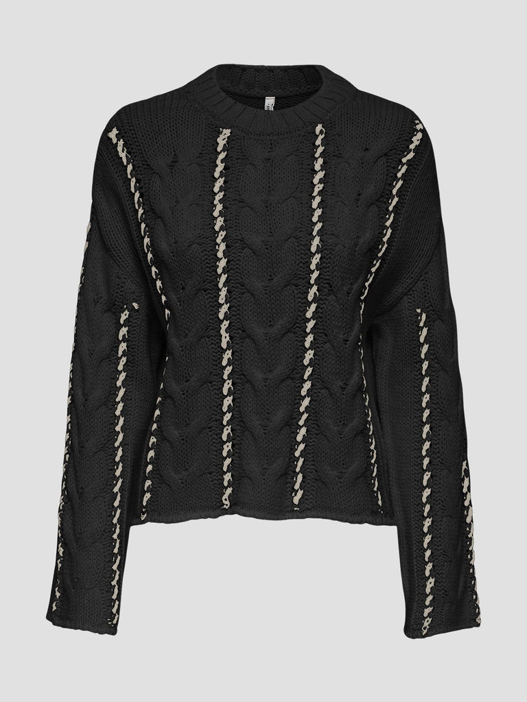 ONLTESSA LS CABEL STITCH O-NECK CC KNT 15350461 BLACK ONLY 