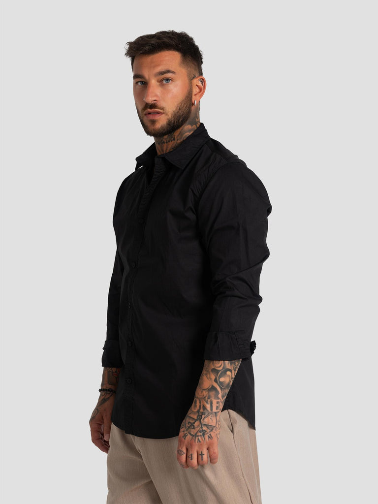 CONFORT FIT BASIC BUTTON DOWN SHIRT014 BLACK GROOVE 