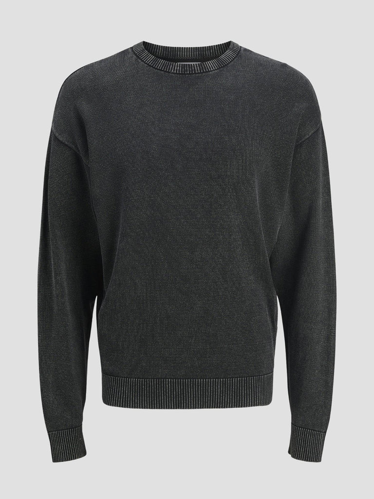 JJECHARGE FADED KNIT CREW NECK JNR 12278929 BLACK JACK&JONES 