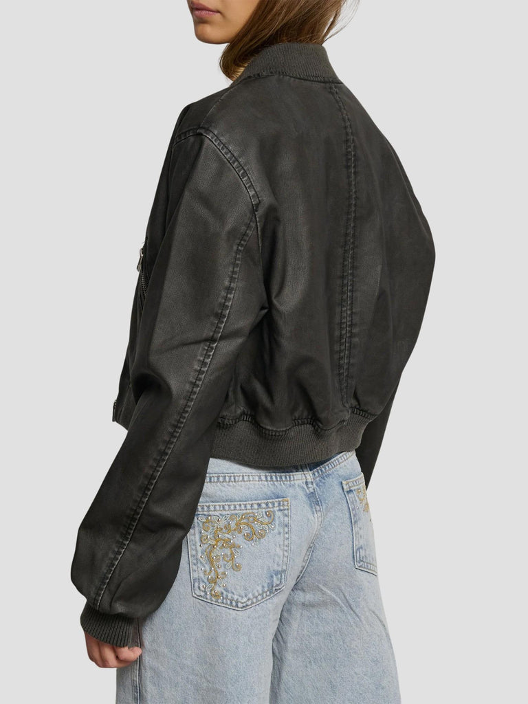 BOMBER SIMILPELLE OKAPI252 BLACK SUITE BENEDICT 