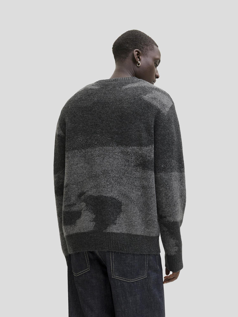 JCOFLARE KNIT AOP CREW NECK 12287945 BLACK JACK&JONES 