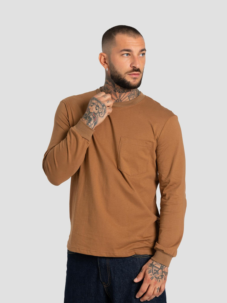 GROOVE T SHIRT MANICA LUNGA CON TASCHINO IN COTONE AMERICANO BARL111 TABACCO GROOVE 