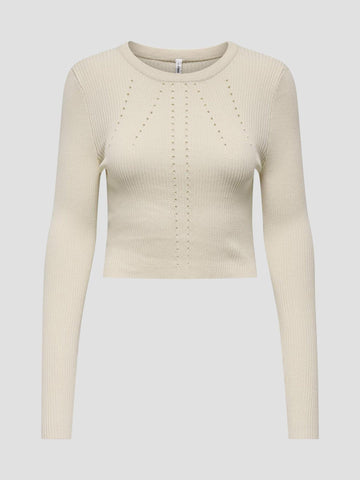 ONLNEW MEDDI LS O-NECK CROPPED CC KNT 15339578 BIRCH ONLY 