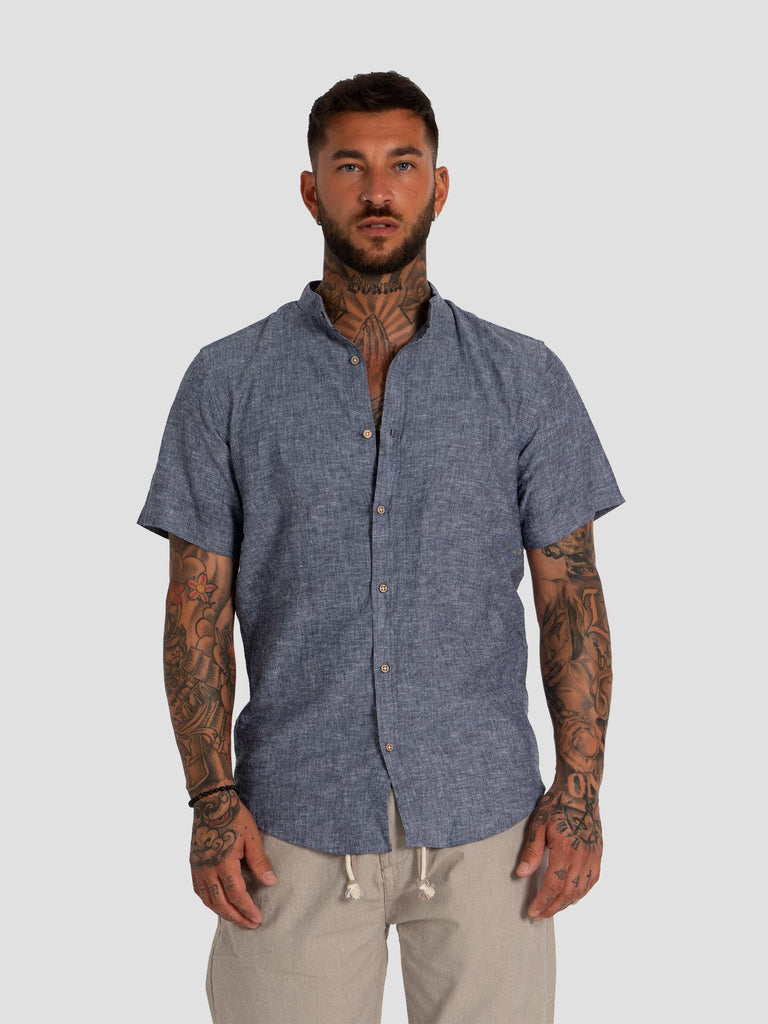 COREANA MISTO LINO BOTTONI LEGNO MELANGE CM010728U NAVY GROOVE 