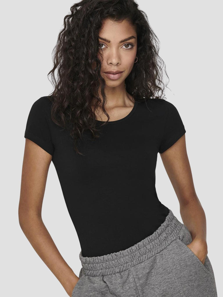 LIVE LOVE LIFE S/S ONECK TOP NOOS JRS 15205059 BLACK ONLY 