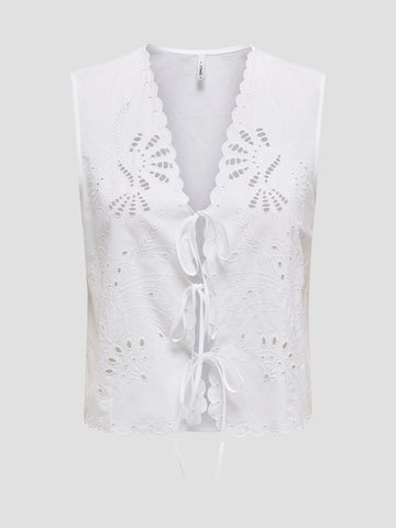ONLLOU LIFE EMB S/L TIE VEST CS PTM 15346836 BRIGHT WHITE ONLY 
