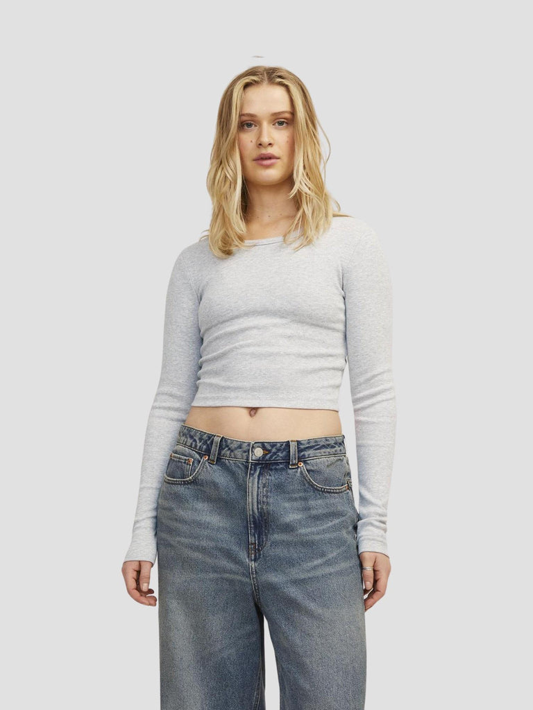 JXFELINE STR LS RIB TEE JRS NOOS 12200402 LIGHT GREY MELANGE JJXX 