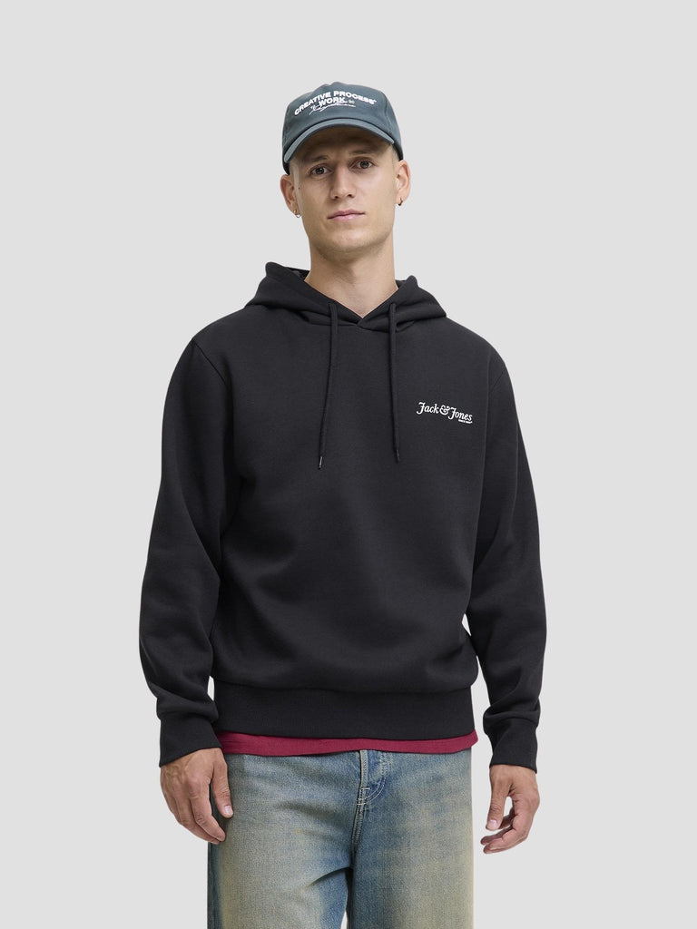 JJYUKI FRONT SWEAT HOOD 12287229 BLACK JACK&JONES 