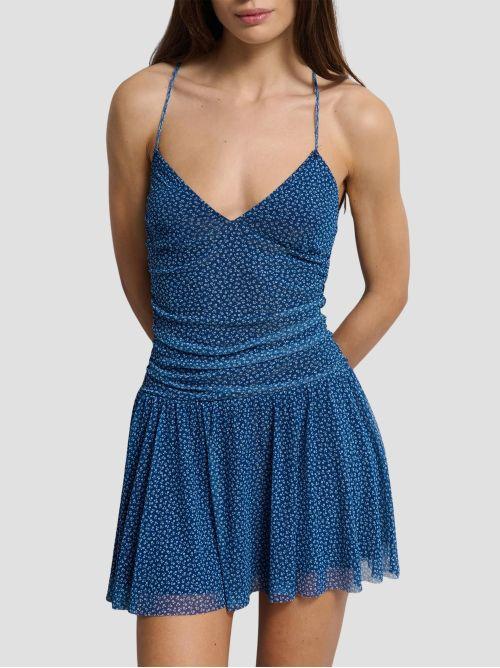ABITO STAMPATO CON GONNA SVASATA VANTASTIX FIORI BLU SUITE BENEDICT 