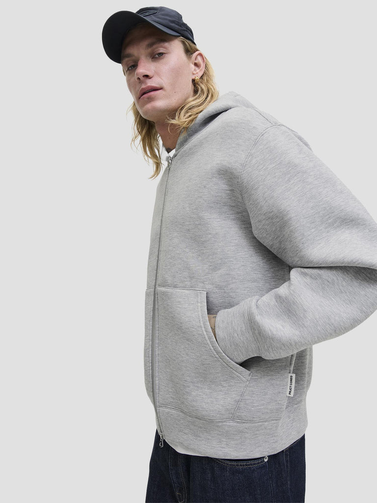 JCOCOVER SCUBA SWEAT ZIP HOOD SN 12282972 LIGHT GREY MELANGE JACK&JONES 