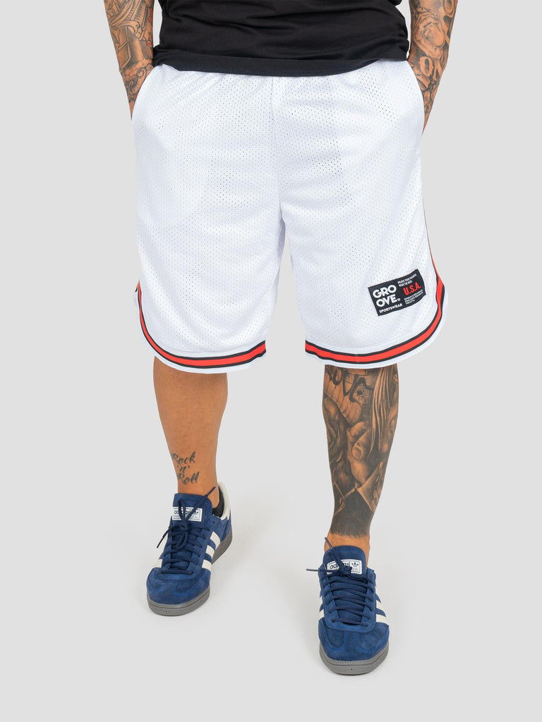 BASKETBALL SHORT MESH BANDE BSKSH001 WHITE GROOVE 