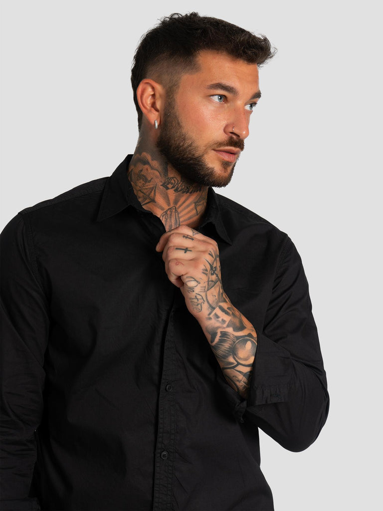 CONFORT FIT BASIC BUTTON DOWN SHIRT014 BLACK GROOVE 