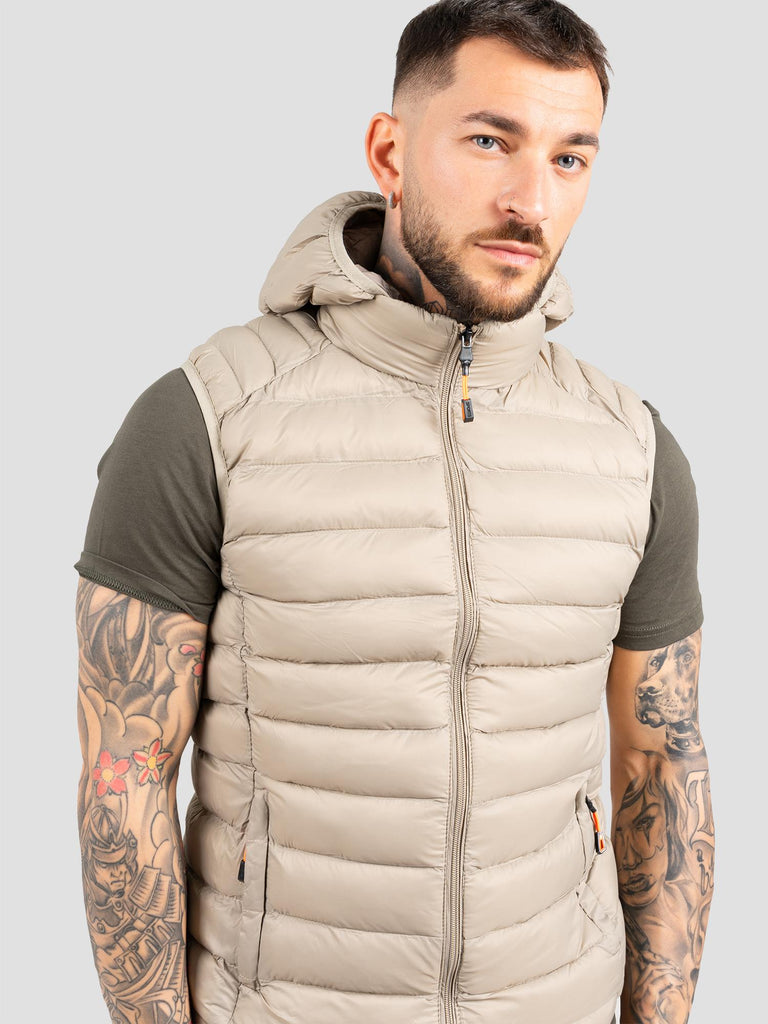 DOWNJACKET VEST IF HOODI ZIP FLUO DOWN2 KHAKI GROOVE 