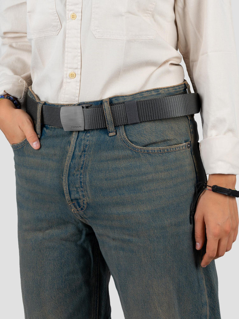 NYLON CANVAS BELT GRO4005 DARK GREY GROOVE 