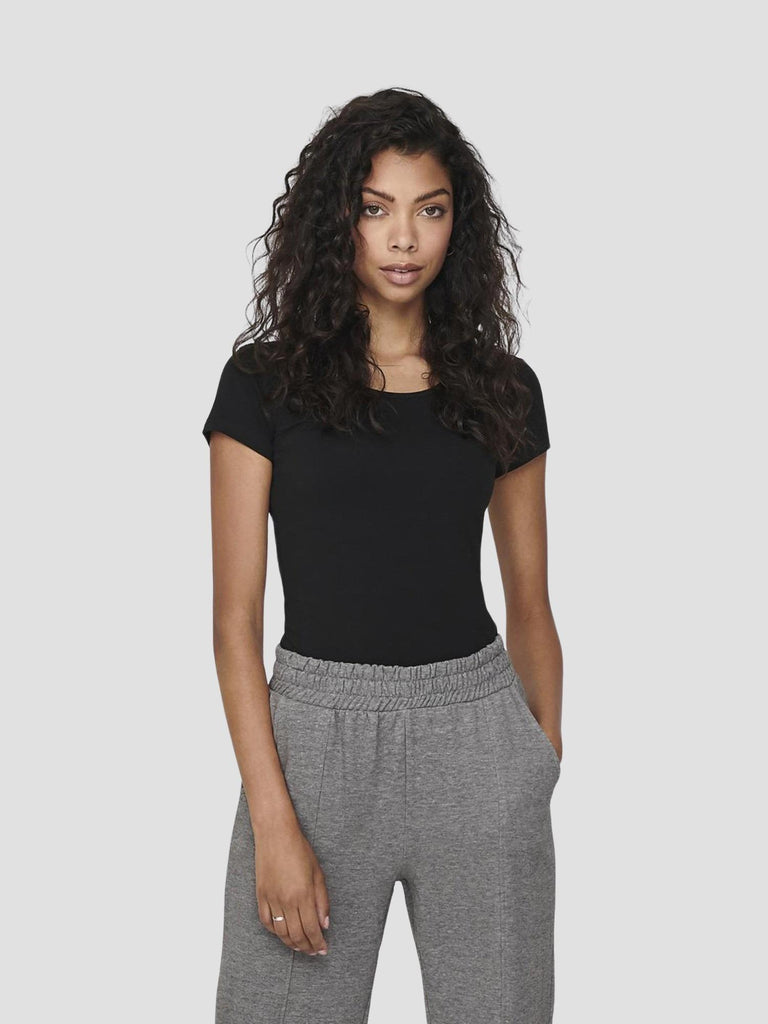 LIVE LOVE LIFE S/S ONECK TOP NOOS JRS 15205059 BLACK ONLY 