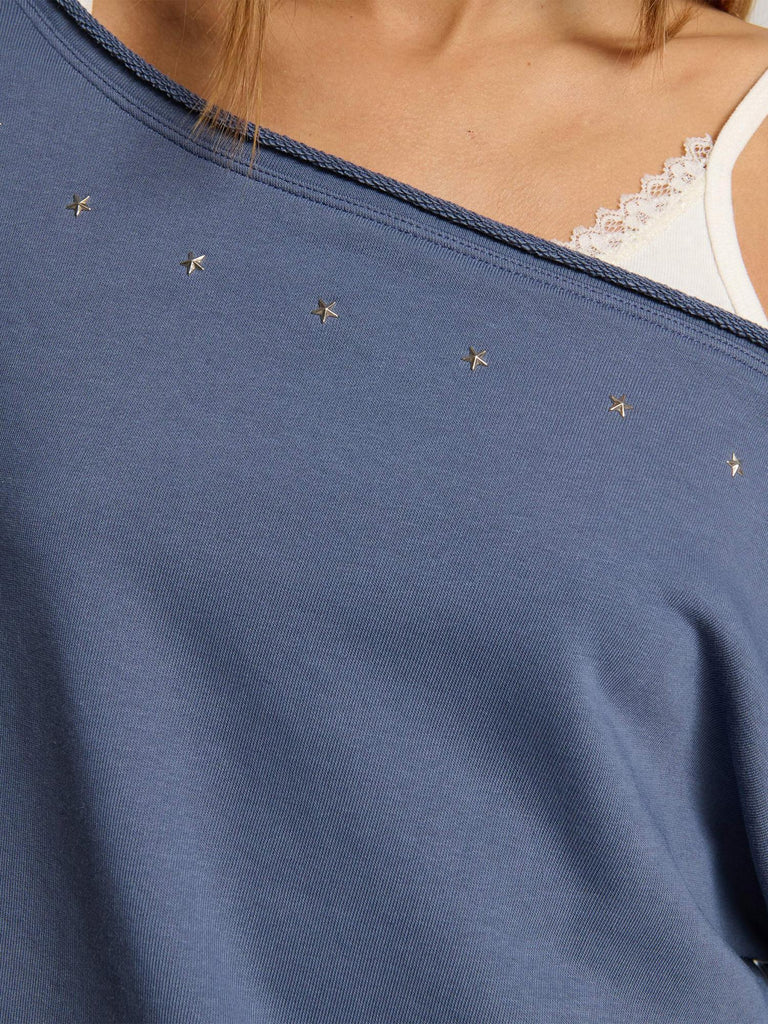 FELPA OFFSHOULDER CON BORCHIE KAMAYA-STUDS INK SUITE BENEDICT 