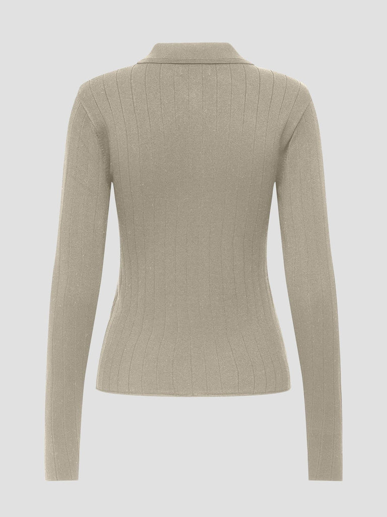 JDYKATE L/S POLO PULLOVER KNT 15355672 SANDSHELL JACQUELINE DE YONG 